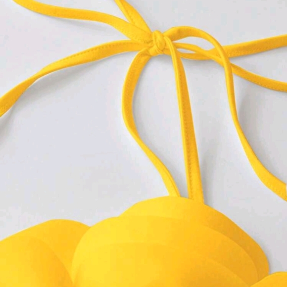 Women Tie-Up Halter Neck Tight Fit Sleeveless Top With White Floral Decor - Picture 5 of 5